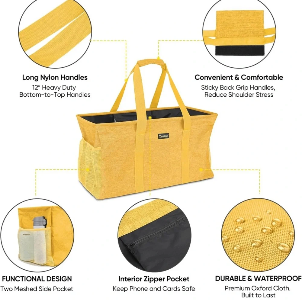 Large Utility Tote Storage Bag with Steel Wire Frame Open Top